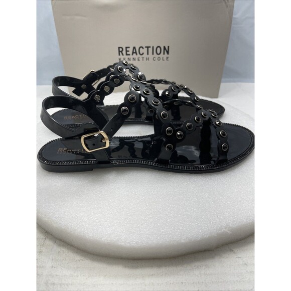 Kenneth Cole Dahlia Jelly Studded Flat Sandals, Black, Women Size 10 #789 - Picture 5 of 9